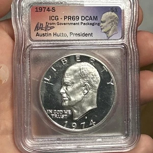 1974 S PR69 DCAM ICG CERTIFIED Austin Hutto signed IKE US Dollar 0003 - Picture 1 of 3