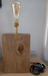 Reclaimed recycled handmade Wooden Lamp. Waxed finish. Brass BC fitting. - Picture 1 of 3