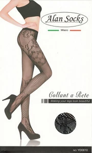 Collant a Rete Nero maglia piccola Effetto Pizzo Sexy Erotico Calze per Donna - Bild 1 von 2