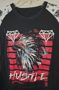 Indian Warrior "HUSTLE" Printed Design Short Sleeve T SHIRT Size M - Picture 1 of 5