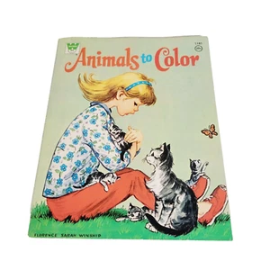 Vtg 1968 Animals To Color Coloring Book CLEAN Kittens Horses - Imagen 1 de 5
