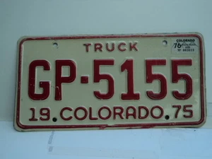 1975 1976 COLORADO TRUCK License Plate GP 5155 Pueblo County CO - Picture 1 of 1