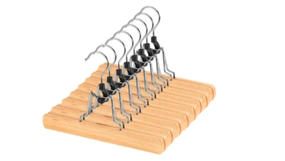 VIC_SPACE1 Natural Wooden Hangers Pants Clips Non Slip Skirt Trouser Clamp Solid 360 Swivel