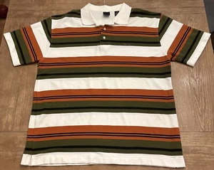 Karl Kani Gold Polo Shirt Green Brown Striped Size XXL - Picture 1 of 7