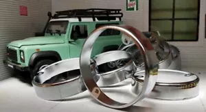 Land Rover Series 3 Defender 90 110 Light Chrome Brass Rim Trim Set Retro x8 - Picture 1 of 4