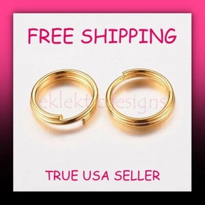 7mm 50pcs 1.4mm Gold Plated Metal Alloy Split Double Loop Jump Rings FREE SHIP - Picture 1 of 6