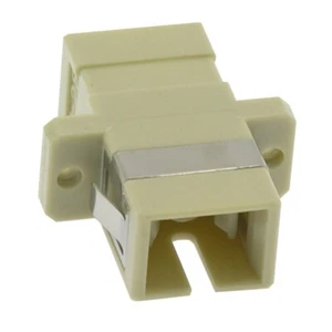 SC to SC Simplex Multimode Flange Fiber Optical Coupler Adapter Connector Beige - Afbeelding 1 van 2