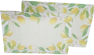 Set of 2 Same PVC In/Outdoor Polyvinyl Placemats (13"x18") LEMONS, CITRUS FRAME - Picture 1 of 24