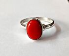 925 Sterling Silver Certified Natural Rad Coral Ring Gift For Free Ship