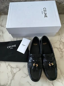New Authentic Celine Luco Loafer Slip On Flat Shoes Flats Calfskin Black 37.5 - Picture 1 of 10