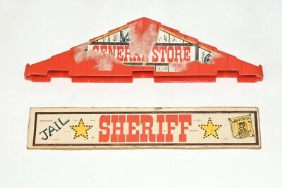 Letrero de techo vintage de troncos Lincoln de doble cara Sheriff cárcel occidental extremo a dos aguas rojo Foto 1 de 4