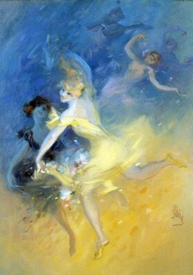 Pastel Dancers Art Print – Jules Chéret French Belle Époque Deco 1895 to Frame - Image 1 of 2