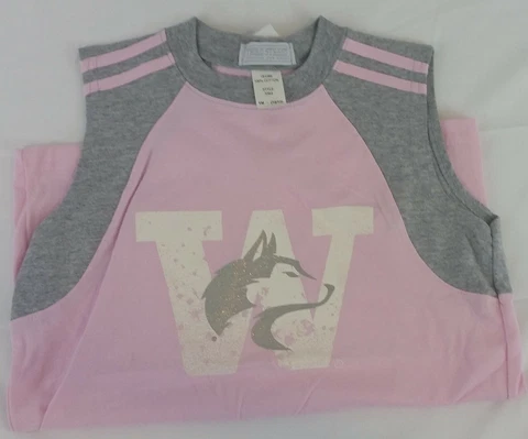University of Washington Huskies Girls YM 10/12 Cotton Glitter Mascot Muscle Tee Cover