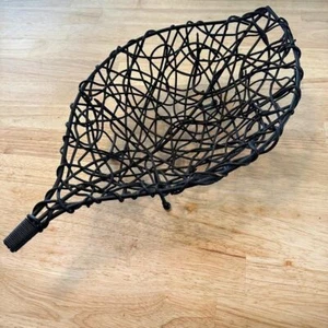 Mid Century Rattan Woven Basket Metal  Leaf Brown - Picture 1 of 7