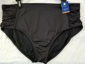 APT 9 Slimming 2X High Waist Ruched Black Swimsuit Bottom $33.00 MSRP NWT - Picture 1 of 9