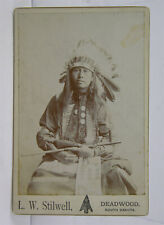 1880s NATIVE AMERICAN SIOUX INDIAN BEAR FEATHER CABINET CARD PHOTO DEADWOOD SD