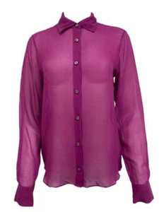 BLK DNM Camicia Trasparente In Seta A Maniche Lunghe Ruby Da Donna Taglia S NWT - Foto 1 di 2