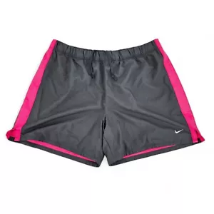 NIKE Dri-Fit Shorts Womens XL Black Pink Trim Lined 6" Running Gym Shorts - Picture 1 of 8