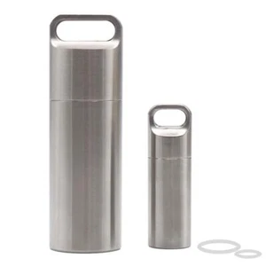 Waterproof Stainless Steel Pill Case Keychain, Durable Small Pill Box Bottle Hol - Picture 1 of 8