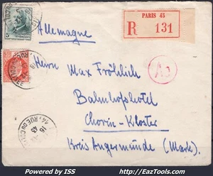 FRANCE N° 521+524 SUR LR POUR CHORIN ALLEMAGNE DU 16/12/1943 + CENSURE - Picture 1 of 2