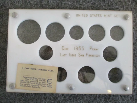 NOS 1955 US MINT SET COT-WELL (HOLDER ONLY) DIME PENNY LAST ISSUE SAN FRANCISCO Cover