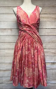nwt ML Monique Lhuillier Fit & Flare Midi Dress 6 Pocket Sleeveless Pink Party - Picture 1 of 14