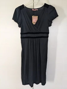 NWT Juicy Couture Black Modal Smocked Waist Velour Dress Babydoll Empire $210 P - Picture 1 of 5