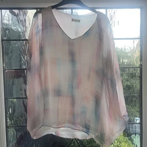 Ladies Phase Eight Floaty Silk Kaftan Top Uk 16 - Picture 1 of 6