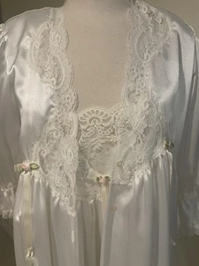 Vintage Christian Dior Night Gown & Robe, Lace Trimmed, Size Small , White - Picture 1 of 12