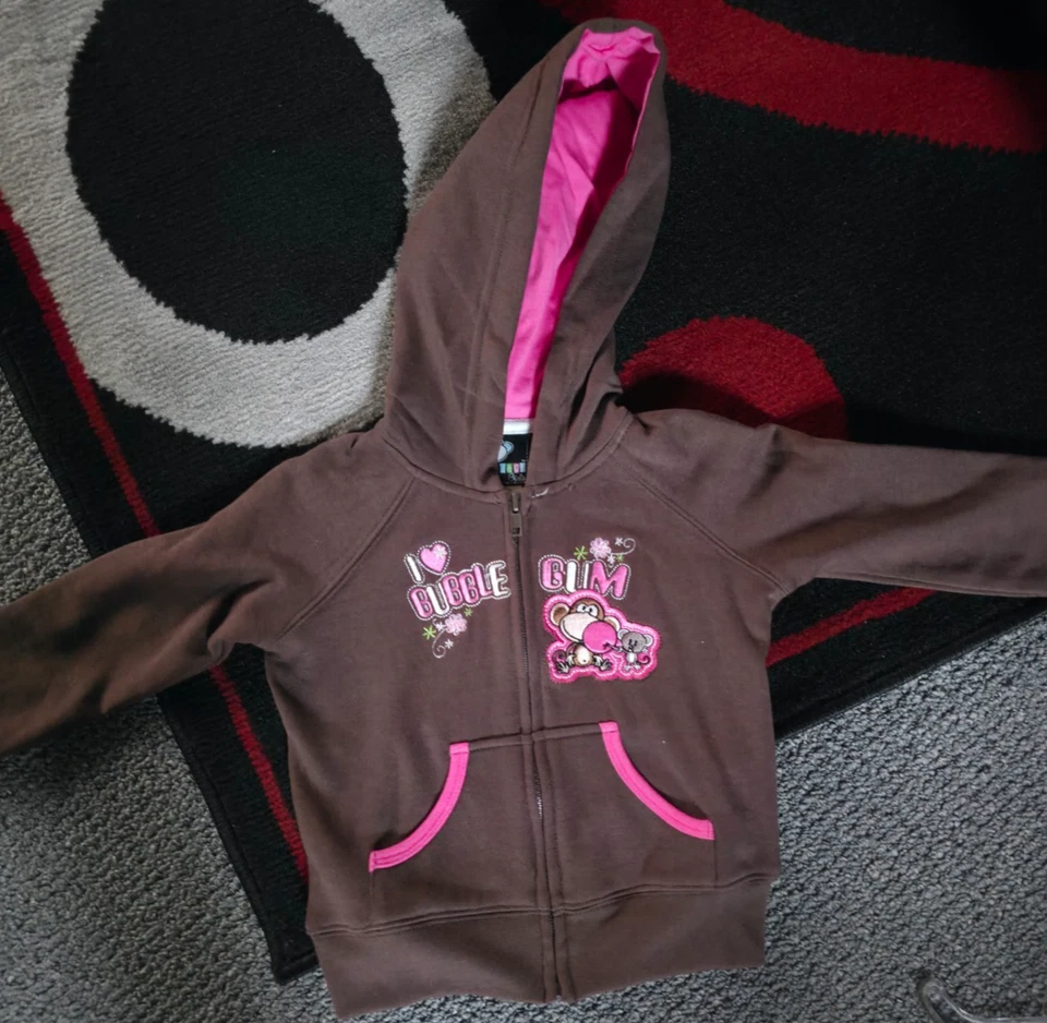 Bobby Jack Sudadera con Capucha Chaqueta Prendas Exteriores Niñas Marrón I Love Bubblegum S Nuevo Foto 1 de 2
