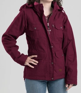 NWT Large BERNE Vintage Washed Duck Barn Coat Jacket Maroon Quilted Flannel - Picture 1 of 8
