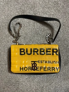 Burberry Lola Shoulder Bag Quilted Printed Coated Canvas Small Yellow AUTHENTIC - Picture 1 of 10