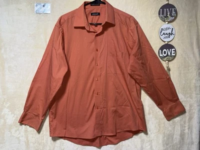 Pierre Cardin Slimfit Long Sleeve Button Up Shirt Men’s Large Orange. - Image 1 of 4
