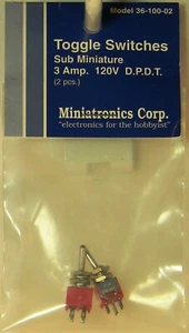 NEW Miniatronics 36-100-02 Sub-Mini 3a DPDT Toggle Switches 2 Pack - Picture 1 of 1