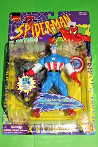 1997 Spider-Man Animated Series ELECTRO-SPARK CAPTAIN AMERICA ACTION FIGURE TOY - Picture 1 of 8