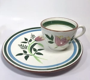 Juego de 2 platos y tazas de cerámica Stangl Country Garden floral pintado a mano de colección R46 - Imagen 1 de 24
