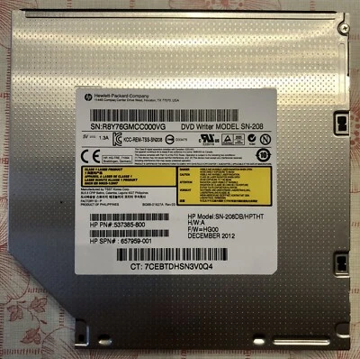 Lettore Masterizzatore CD/DVD RW HP SN-208 537385-800 657959-001 - Immagine 1 di 3