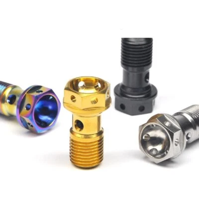 1Pc Titanium Banjo Bolt M10 1.0 /1.25 Pitch  Brembo Single Line-Safety Wire Hole - Image 1 of 4