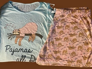 Womens Sloth Pajamas All Day Short Set Plus Size 2XL Sleep - Picture 1 of 1