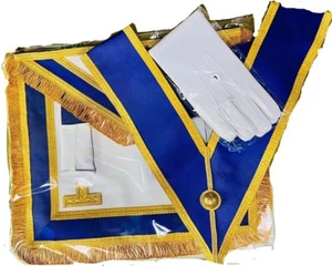 Delantal y cuello de vestir completo provincial artesanal masónica con guantes gratis - Imagen 1 de 4