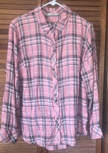 Lee Damen Bluse rosa und schwarz kariert Knopfleiste XL - Bild 1 von 2