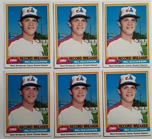 (6) 1981 Topps Bill Gullickson Rookie RB #203 Vintage Baseball Card Lot Expos  - Picture 1 of 2