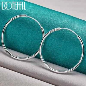 Pendiente de aro circular grande de plata esterlina 925 DOTEFFIL 925 joyería de fiesta - Imagen 1 de 6