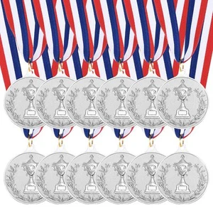 Medallas de premio de plata medallas ganadoras de metal de 2 pulgadas con cinta de cuello estilo trofeo... - Imagen 1 de 7