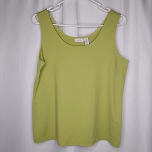 Chicos Tank Top Women Large 2 Lime Green Stretch Scoop Neck Travel Layering - Picture 1 of 4