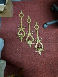 Vintage set of  Gothic Cast Aluminum Wall Sconces Taper Candle Stick Holders - Picture 1 of 10