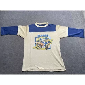 VTG 70s Los Angeles Rams NFL Football Cartoon T-Shirt Raglan Jersey Style - Picture 1 of 12