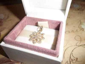 Genuino Auténtico Pandora Encaje Botánico Oro 14ct Colgante Dije 350179CZ - Imagen 1 de 3