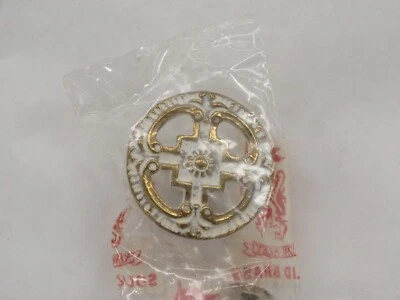 2 NOS Vintage Kingsley Brass # 1523 IB Ivory & Brass 1 1/4" Cabinet Knob - Image 1 of 4