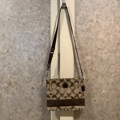 Coach Signature F17435 Striped Crossbody Shoulder Handbag Purse - Image 1 of 4